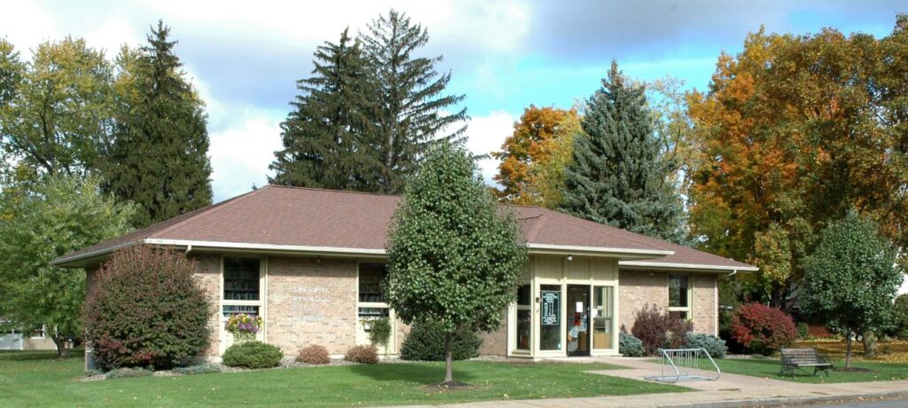 Photograph of the front of the library